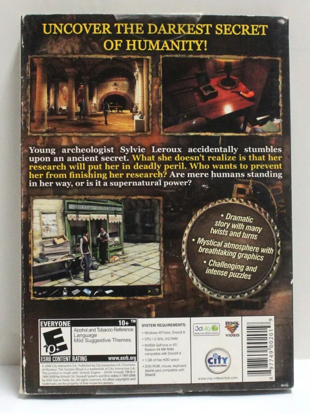Chronicles Of Mystery The Scorpio Ritual Windows PC Game on DVD - Sealed